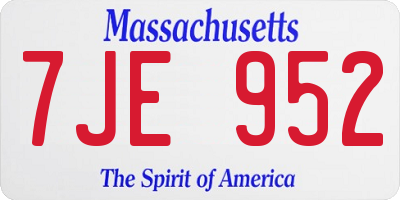 MA license plate 7JE952