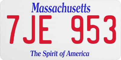 MA license plate 7JE953