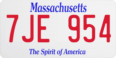 MA license plate 7JE954