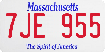 MA license plate 7JE955