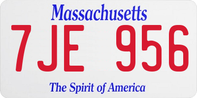 MA license plate 7JE956