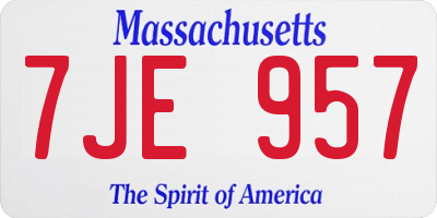 MA license plate 7JE957