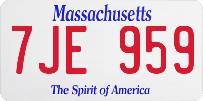 MA license plate 7JE959