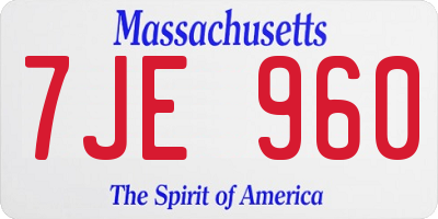 MA license plate 7JE960