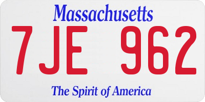 MA license plate 7JE962