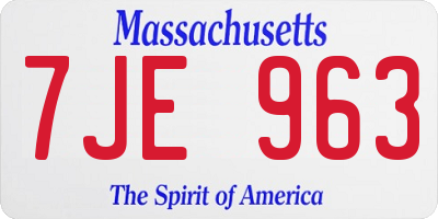 MA license plate 7JE963