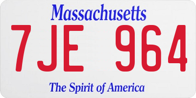 MA license plate 7JE964