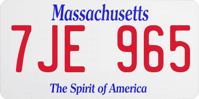 MA license plate 7JE965