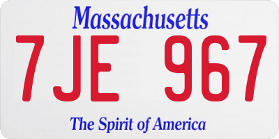 MA license plate 7JE967