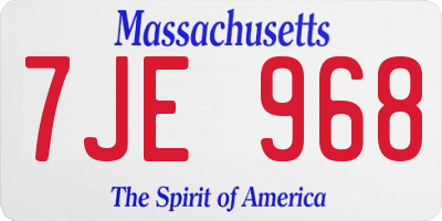MA license plate 7JE968