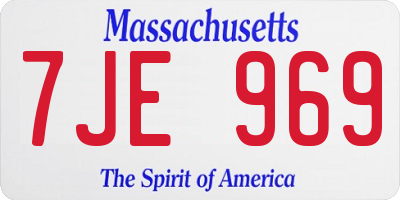 MA license plate 7JE969