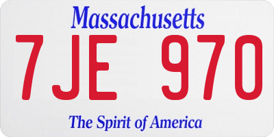 MA license plate 7JE970