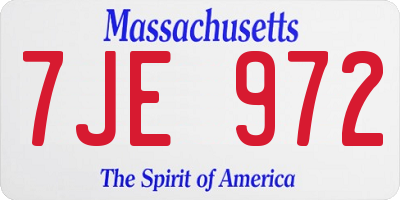 MA license plate 7JE972