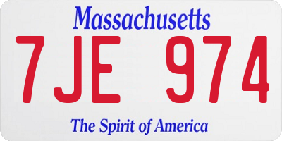 MA license plate 7JE974
