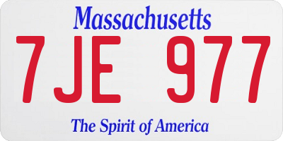 MA license plate 7JE977