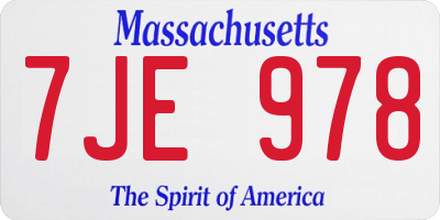 MA license plate 7JE978