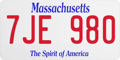 MA license plate 7JE980