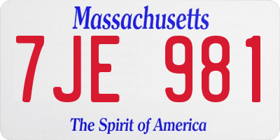 MA license plate 7JE981