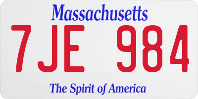 MA license plate 7JE984