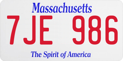 MA license plate 7JE986