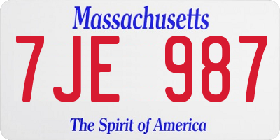 MA license plate 7JE987