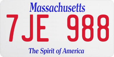 MA license plate 7JE988