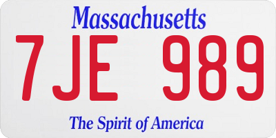 MA license plate 7JE989