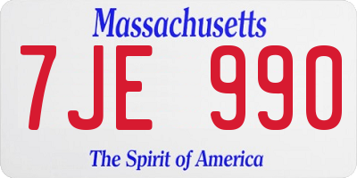 MA license plate 7JE990