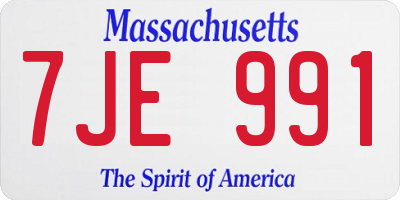 MA license plate 7JE991