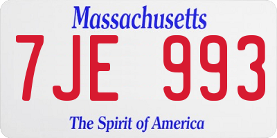 MA license plate 7JE993