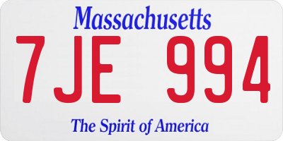 MA license plate 7JE994