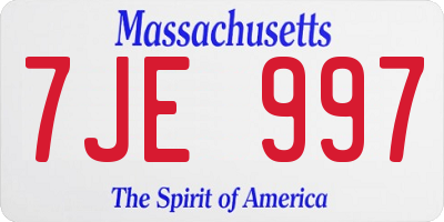 MA license plate 7JE997