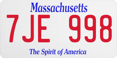 MA license plate 7JE998