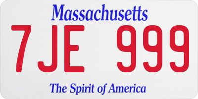 MA license plate 7JE999