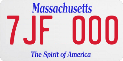 MA license plate 7JF000