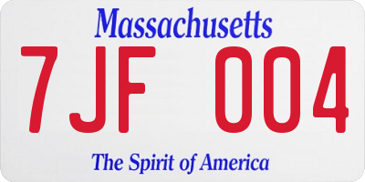 MA license plate 7JF004
