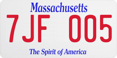 MA license plate 7JF005