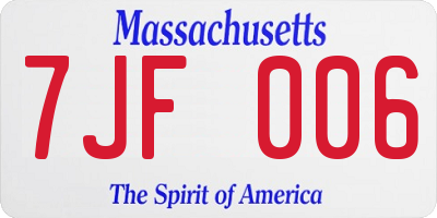 MA license plate 7JF006