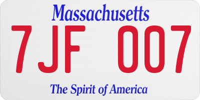 MA license plate 7JF007