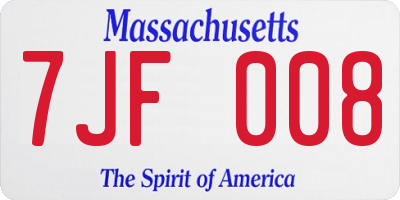 MA license plate 7JF008