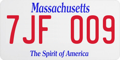 MA license plate 7JF009