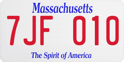 MA license plate 7JF010