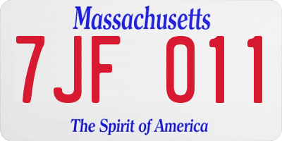 MA license plate 7JF011