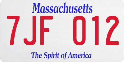MA license plate 7JF012