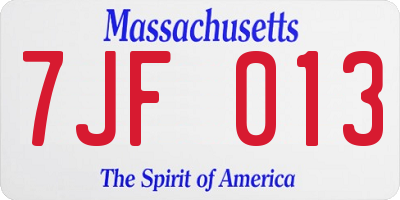 MA license plate 7JF013