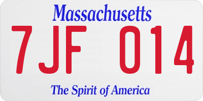 MA license plate 7JF014