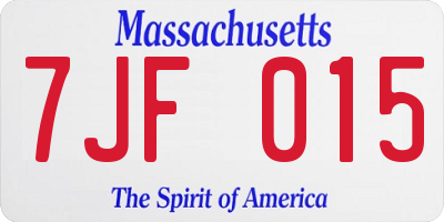 MA license plate 7JF015