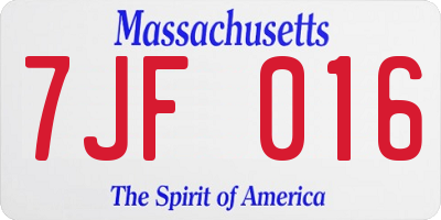 MA license plate 7JF016