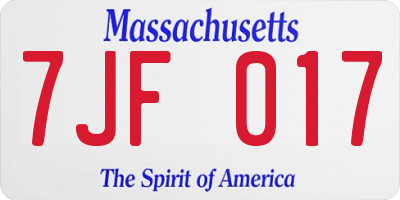 MA license plate 7JF017