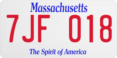 MA license plate 7JF018